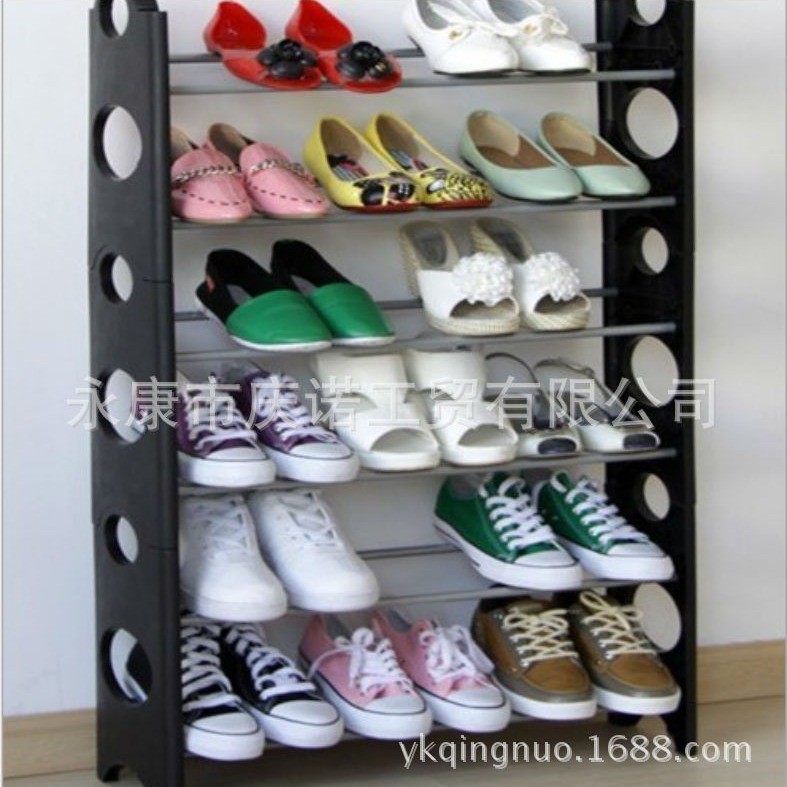 厂家直销庆诺牌六层组合鞋架 带侧板和隔层布组装鞋架 一件代发