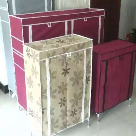 工厂价简易衣柜 无纺布组合衣柜外贸全景纯色布衣橱 折叠布衣柜厂