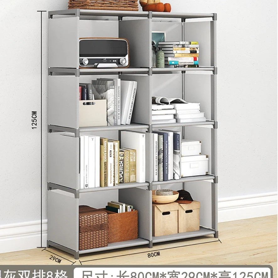 分层置物架带后围布书架简易落地学生儿童书柜桌上宿舍卧室收HCDS
