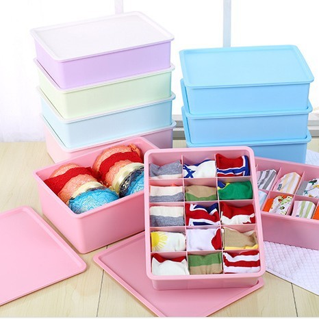 内衣收纳盒塑料家用带有盖内裤袜子多格加厚组合抽屉式三件套