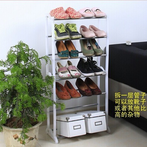 供应庆诺十层多功能组装白色鞋架 钢管鞋柜 新料厂家鞋架批发
